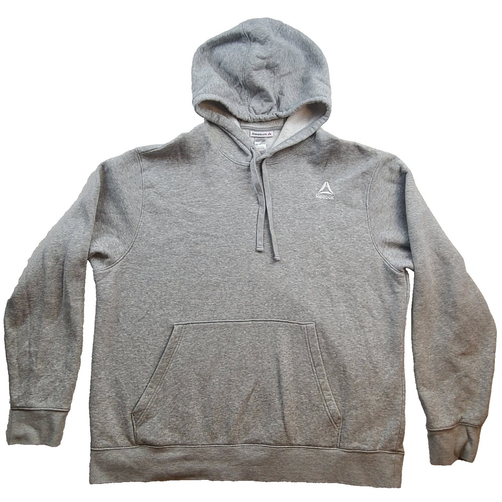 Reebok Hoodie Mens 2XL Gray Fleece Pullover REM233FH03 Logo Sweatshirt